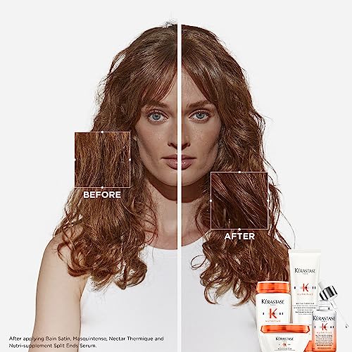 Kerastase Nectar Thermique Heat Protecting Cream - Anti-Frizz, Softness & Shine, Heat Protection, With Niacinamide, For Medium to Thick Dry Hair, 5.1 Fl Oz