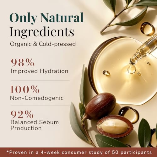 Organic Jojoba Oil, 100% Pure Cold-Pressed for Face, Skin & Hair, 4 Oz