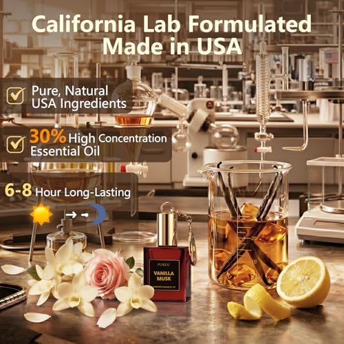 PUREU Pheromone Perfume for Women Roll On Vanilla Citrus Long Lasting Travel Size Vanilla Perfume Pheromones Oil for Women Fragrance Eau De Parfum, 0.34 Fl Oz/10ml, Made in USA