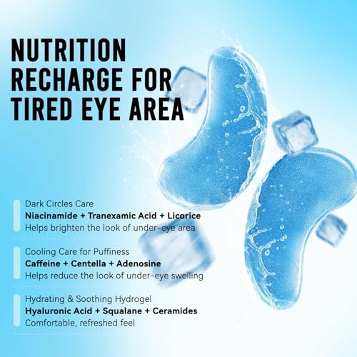 AILEORY Under Eye Patches for Dark Circles and Puffiness, Brightening Eye Masks with Caffeine, Niacinamide & Tranexamic Acid for Under-Eye Dullness, Depuffing Eye Treatment for Eye Bags, 24 Pairs