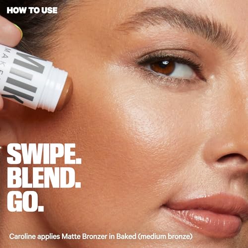 Milk Makeup Bronzer, Blush + Highlighter Full Size Trio – Bronzer in Baked .19oz, Cream Blush + Lip Color in Werk (Dusty Rose) .21oz + Highlighter Stick in Lit (Champagne) .21oz – Hydrating Formulas