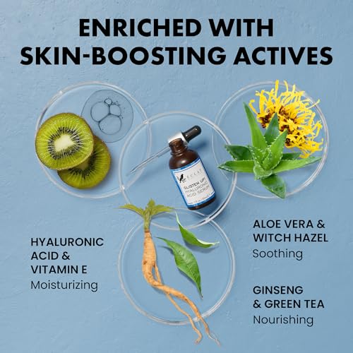 Eclat Skincare Hydrating Hyaluronic Acid Serum for Face – 2.5% Hyaluronic Acid + 3% B5, Green Tea & Jojoba Oil - Moisturizing & Plumping Formula for Radiant & Smoother Skin 1 Fl Oz
