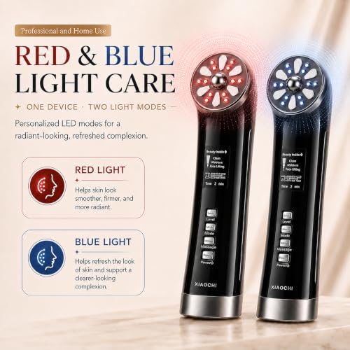 XIAOCHI 4-in-1 Facial Massager for Face & Neck, Red Light Skincare Device for Puffiness & Fine Line Care, At-Home Beauty Tool