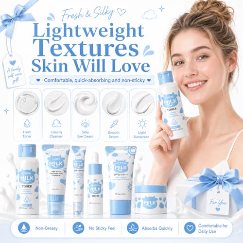 Milk Skincare Set For Women & Girls, Hydrating Milk Skin Care For Teens 10-12, Complete Gift Set Skin Care For Kids, Skincare For Girls 10-12, Self Care Beauty Gift For Her, Mothers Day Gifts Set