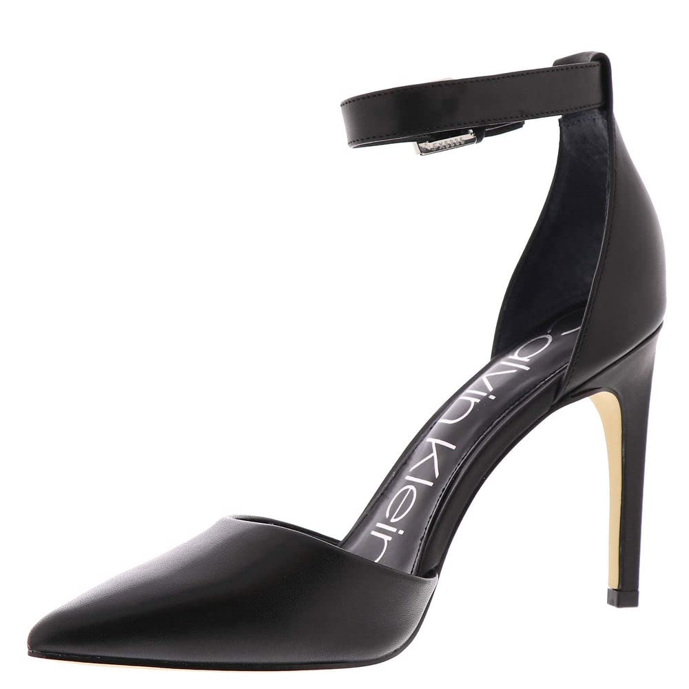 Calvin Klein Women's Hilda Pump, Black Leather, 8.5