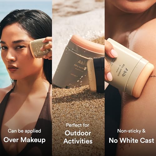 Abib Airy Sunstick Protection Bar SPF50+ Broad Spectrum, Semi-Matte Sunscreen Stick for Oily & Combination Skin, No White Cast, Water-Resistant, Korean Sunscreen, 0.81 oz / 23 g