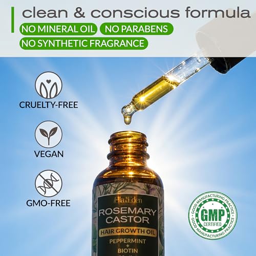 Hair Growth Oil with Rosemary, Castor & Biotin, Dry Scalp Treatment, 2 Oz