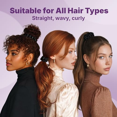 Goody Ouchless Skinny Satin Scrunchies, Frizz Fighting, No Damage Scrunchies, Gentle, Secure & Creaseless Hair Ties for Day and Overnight, All Hair Types, Gifts for Women & Girls, 8 Ct, Black