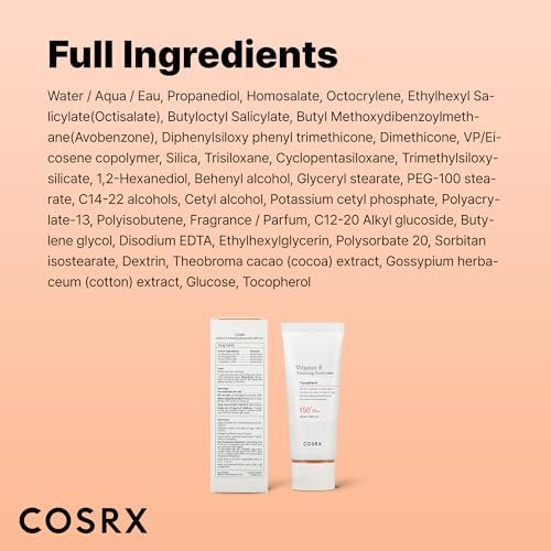 COSRX Vitamin E Sunscreen SPF 50, Natural Glow, for Oily Skin, 1.69 fl oz