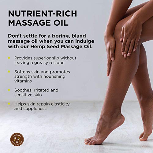 Hemp Seed Massage & Body Oil, Naked in the Woods Scent - 8 fl. oz. - Nourishing, Moisturizing Massage Oil - Hemp Seed, Apricot, Grapeseed & Sweet Almond Oil - Vegan & Cruelty Free