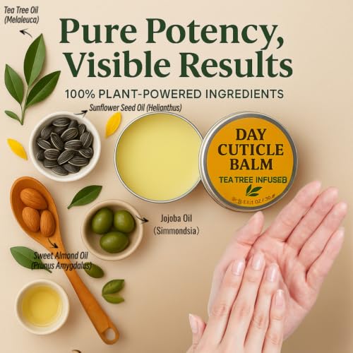 IMAXSHIP Tea Tree Oil Nail & Cuticle Balm - Cuticle Cream & Butter for Dry, Damaged Cuticles - Cuticle & Hang Nail Healing Treatment, Moisturizer & Softener, 1.1 OZ, 1 Pack
