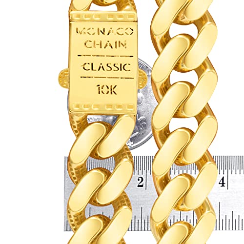 Nuragold 14k Real Yellow Gold Monaco 17mm Miami Cuban Chain Mens Necklace - 30"