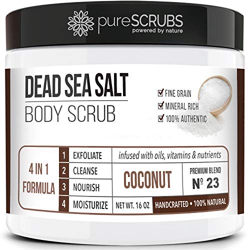 pureSCRUBS Premium Coconut Body Scrub Set, Exfoliating Dead Sea Salt Scrub