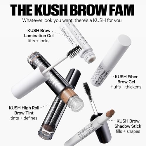 Milk Makeup KUSH Fiber Brow Gel – Tinted Gel Fluffs, Fills + Holds Eyebrows for a Fuller, Natural Look – Conditioning, Vegan Formula – Herb (Medium Brown), 0.15 oz