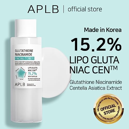 APLB Glutathione Niacinamide Facial Toner | LIPO GLUTA NIAC CEN™ 15.2% 5.41 FL.OZ/Korean Skincare, Replenishing Moisture, Revitalize for Gentle and Improve Skin Texture Through Niacinamide