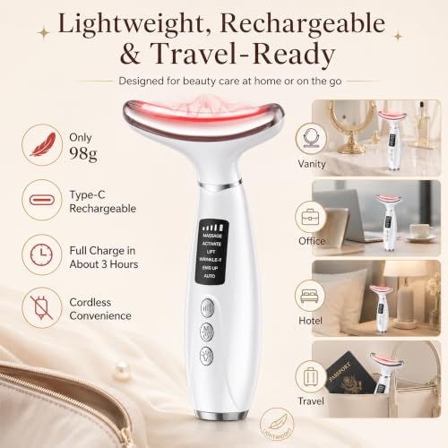 GIHWRRI Red Light Therapy for Face and Neck, 7-Color LED Face Massager