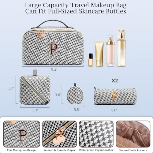 Personalized Gift Travel Makeup Bag: Initial Makeup Organizer Bag for Women