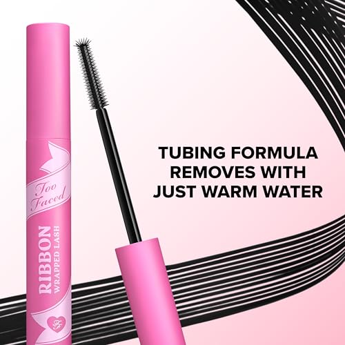 Too Faced Ribbon Wrapped Lash Mascara | Extreme-Length Tubing Mascara + 24-Hour Volume & Curl | Flake-Resistant, Smudge-Proof, Clump-Free Formula, Lash Extension Effect, Black, 0.27 Fl Oz