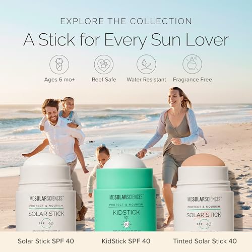 MDSolarSciences Tinted Solar Stick Mineral Sunscreen Stick SPF 40 | Water-Resistant, Broad Spectrum UV Protection | Hydrating Zinc Formula | Reef-Safe, Vegan | Non-Greasy, Sheer Tinted Finish (0.6 Oz)
