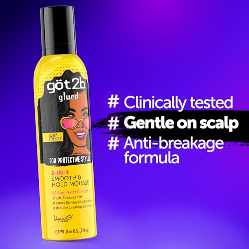 Got2B Glued 2-in-1 Smooth & Hold Hair Mousse, 8 Fl Oz
