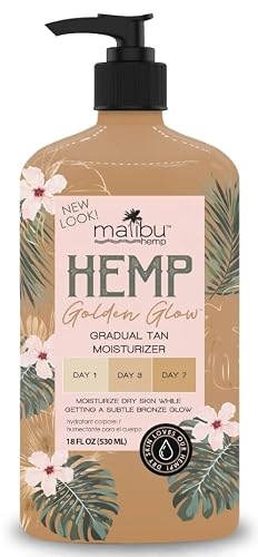 Malibu Tan Hemp Golden Glow Skin Firming Lotion, Medium Deep, 18 fl oz (530 ml) - 1-PACK (Package may vary)