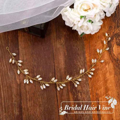 JAKAWIN Wedding Hair Vine Gold Bridal Hair Accessories Crystal Hair Piece