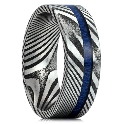 King Will Damascus Steel Wedding Band For Men 8mm Size 10