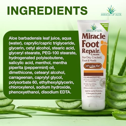 Miracle Foot Repair Cream, 8 Oz 2 Pack, For Dry Cracked Heels & Feet