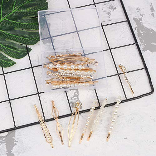 20 Pcs Elegant Hair Barrettes Golden Metal Hair Clip Pearl Hair Pins