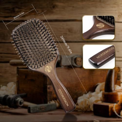Boar Bristle Hair Brush Set, Soft Bristle Detangler for Enhancing Shine