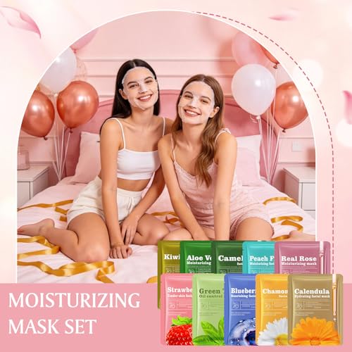Aottom 30pcs Face Masks Skincare, Bulk Facial Masks for Women Skin Care, Sheet Masks with Natural Ingredients, Gifts Set for Face Spa, Birthday Party Spa Gift
