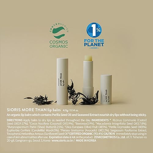 SIORIS Organic Lip Butter, Hydrating Lip Balm & Lip Repair for Dry Lips