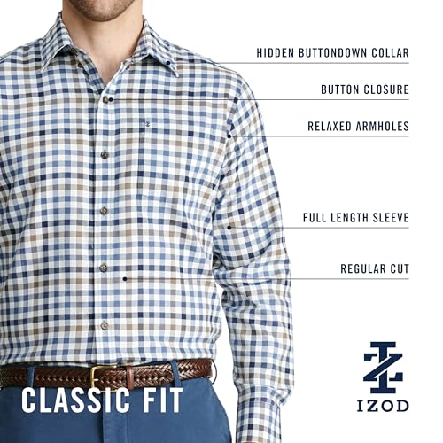 Izod Men's Luxury Classics Long Sleeve Button Down Shirt, Wasabi, X-Large