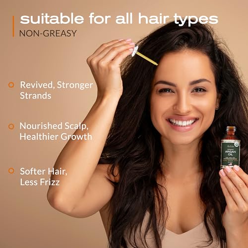 Organic Argan Oil for Hair, Face & Skin, 100% Pure USDA Certified 4 Oz
