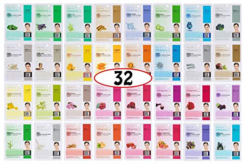 DERMAL 32 Collagen Korean Essence Sheet Mask Variety Pack, A+B Set