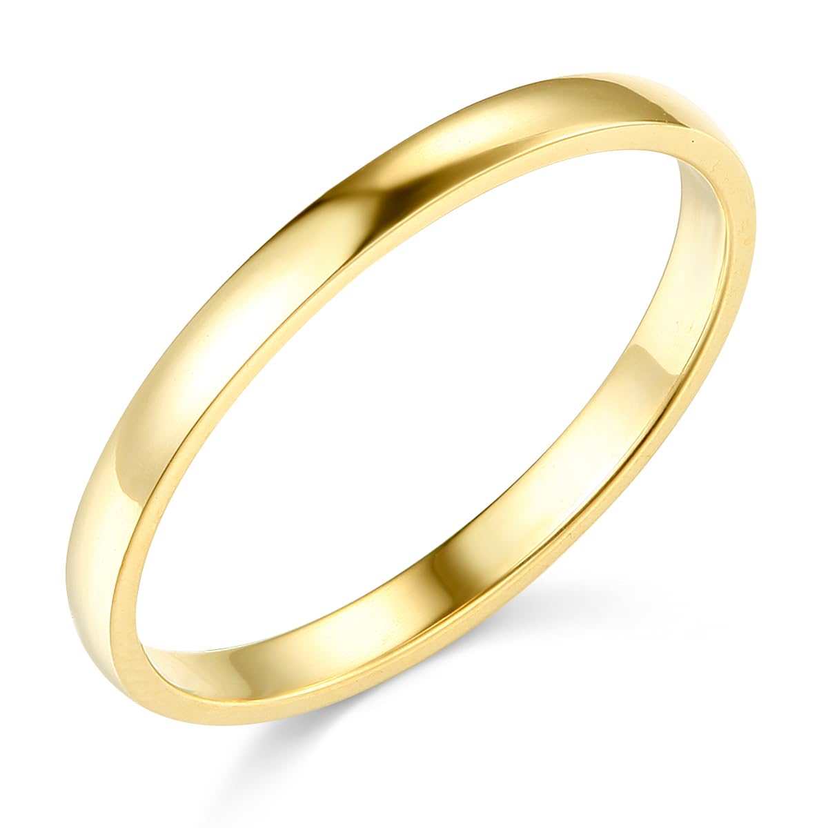 14k Yellow Gold 2mm SOLID COMFORT FIT Plain Wedding Band - Size 8