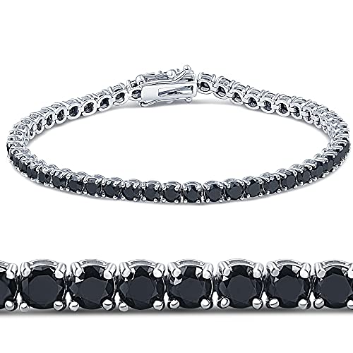Pompeii 7 1/4 Ct Black Diamond Tennis Bracelet 14k White Gold 7"