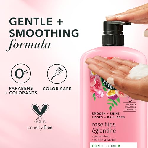 Herbal Essences Conditioner, Rose Hips + Passionfruit - Smooth Collection, Shiny Hair with Vitamin E & Jojoba, Safe for Color Treated Hair, Floral Scent, Cruelty-Free, Dermatologist-Tested, 29.2 Fl Oz