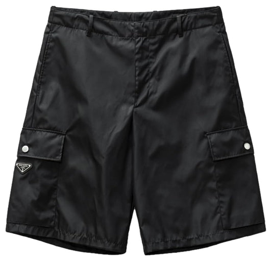 Prada, Mens Nylon Cargo Shorts, 36, Black