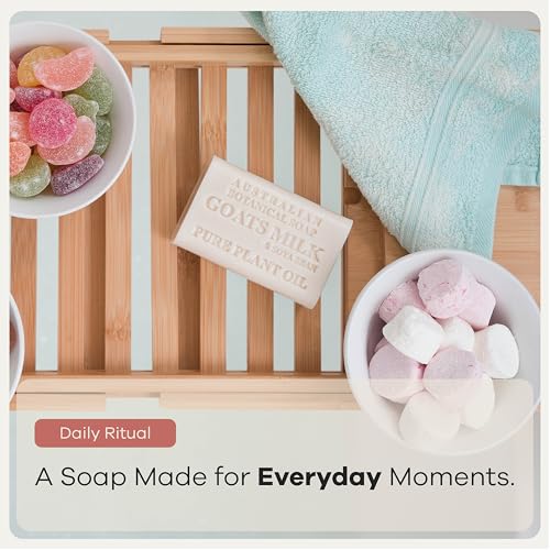 Australian Botanical Soap Goats Milk Bars, 6.6 oz Each, Pack of 8, Triple Milled with Soya Bean Oil & Organic African Shea Butter, Cleansing Bar Soap, Packaging May Vary