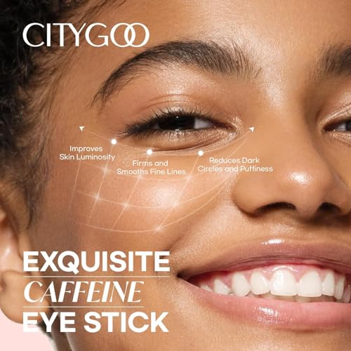 CITYGOO Caffeine Eye Cream Stick: Anti-Aging Firming & Dark Circles Moisturizing Balm for Puffiness & Eye Bags - Travel-friendly for Women (Caffeine Pink 3g)