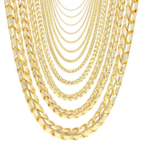 Nuragold 10K Real Yellow Gold Franco Solid Diamond Cut Chain Necklace - 2mm,20"