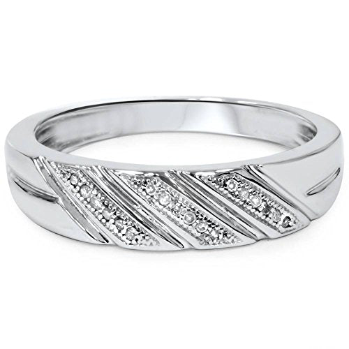 P3 POMPEII3 Pompeii 1/5ct Mens Diamond Ring 10K White Gold - Size 7.5