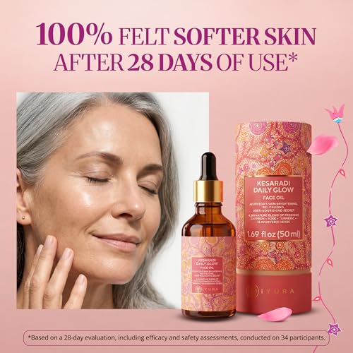 iYURA Kesaradi Face Oil - Rich in Saffron | 100% Natural | For Visibly Brighter Skin - Ayurvedic Face Moisturizer for Dull, Dry, Sensitive Skin; 1.69 fl oz