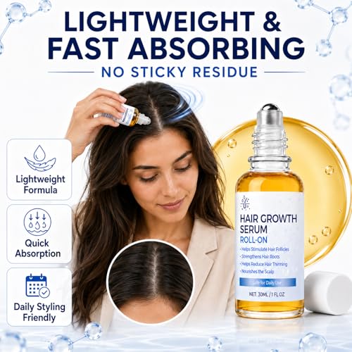 Hair Growth Serum Roll On 30ml with Rosemary Oil Redensyl AnaGain Fast Absorbing Scalp Care Hair Growth Serum Roll On for Thinning Hair and All Types