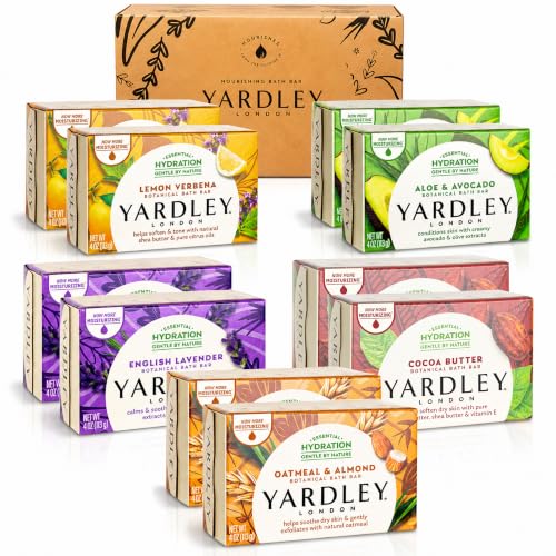 Yardley London Soap Bath Bar Bundle - 10 Bars: English Lavender, Oatmeal and Almond, Aloe and Avocado, Cocoa Butter, Lemon Verbena 4.25 Ounce Bars (Pack of 10 Bars, Two of each)