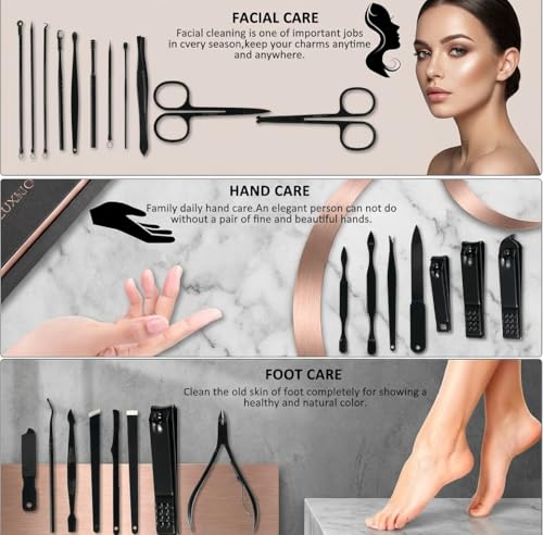 MINKINH Manicure Set Professional Nail Clipper Kit-26 Pieces, Brown