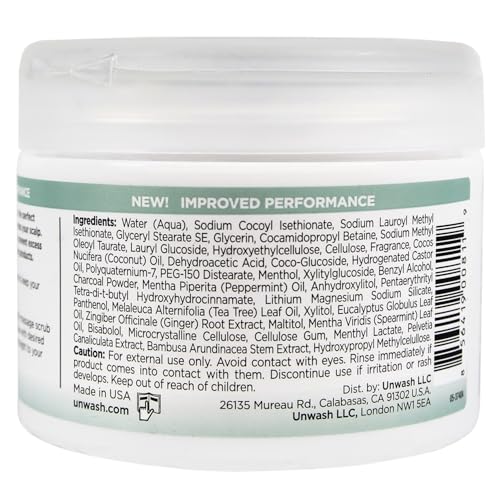 Unwash Charcoal Detox Scalp Scrub - Detoxify, Exfoliate, & Rebalance Hair & Scalp, Removes Build-Up, For Dry, Itchy Scalps Paraben Free, 8.82 oz