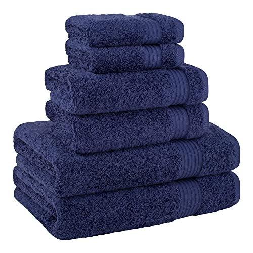 Cotton Paradise 100% Cotton Turkish Towel Set, Soft Absorbent Quick Dry, 6 Piece Towel Set, Navy Blue