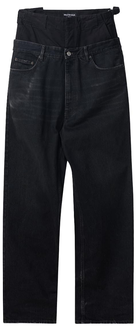 Balenciaga, Pre-Loved Men's AW21 Layered Black Denim, Small, Black